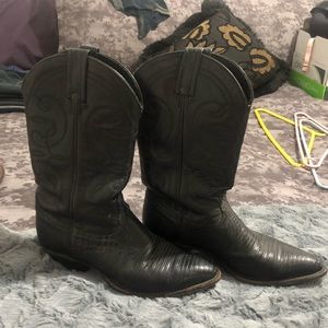 Tony lama black cowboy cowgirl boots